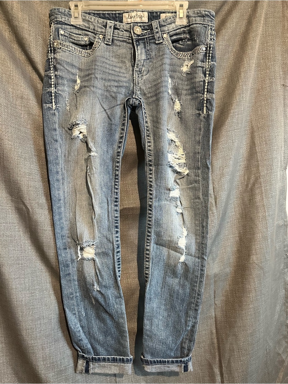 Daytrip Light Blue Distressed Skinny Jeans